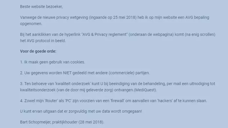 Aanpassingen Website AVG - Nieuwe privacy wetgeving